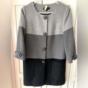 Colorblock wool blend coat Grey black quarter sleeves women Size EU 36